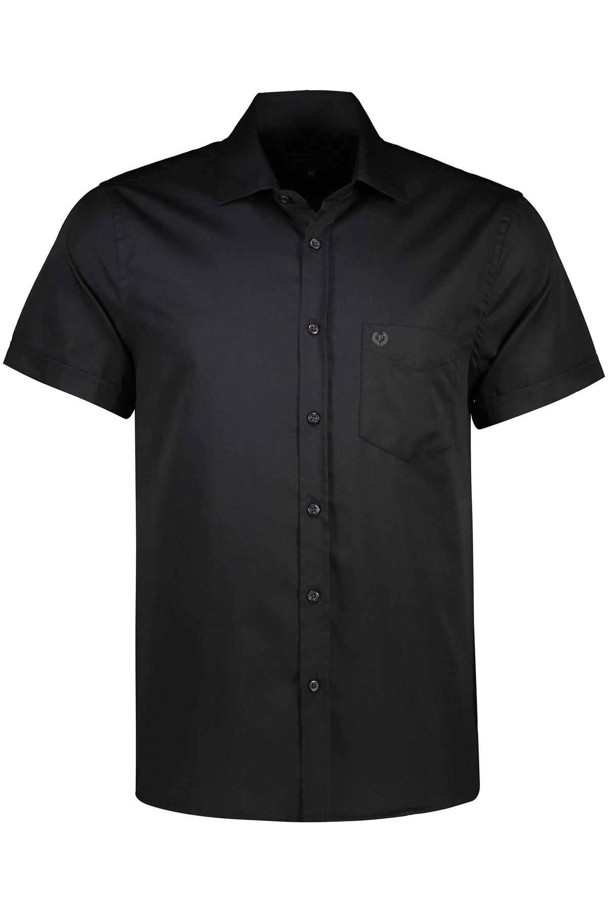 پیراهن مردانه رنگ مشکی آستین کوتاه مدل معمولی از فروشگاه پاتن جامه. 