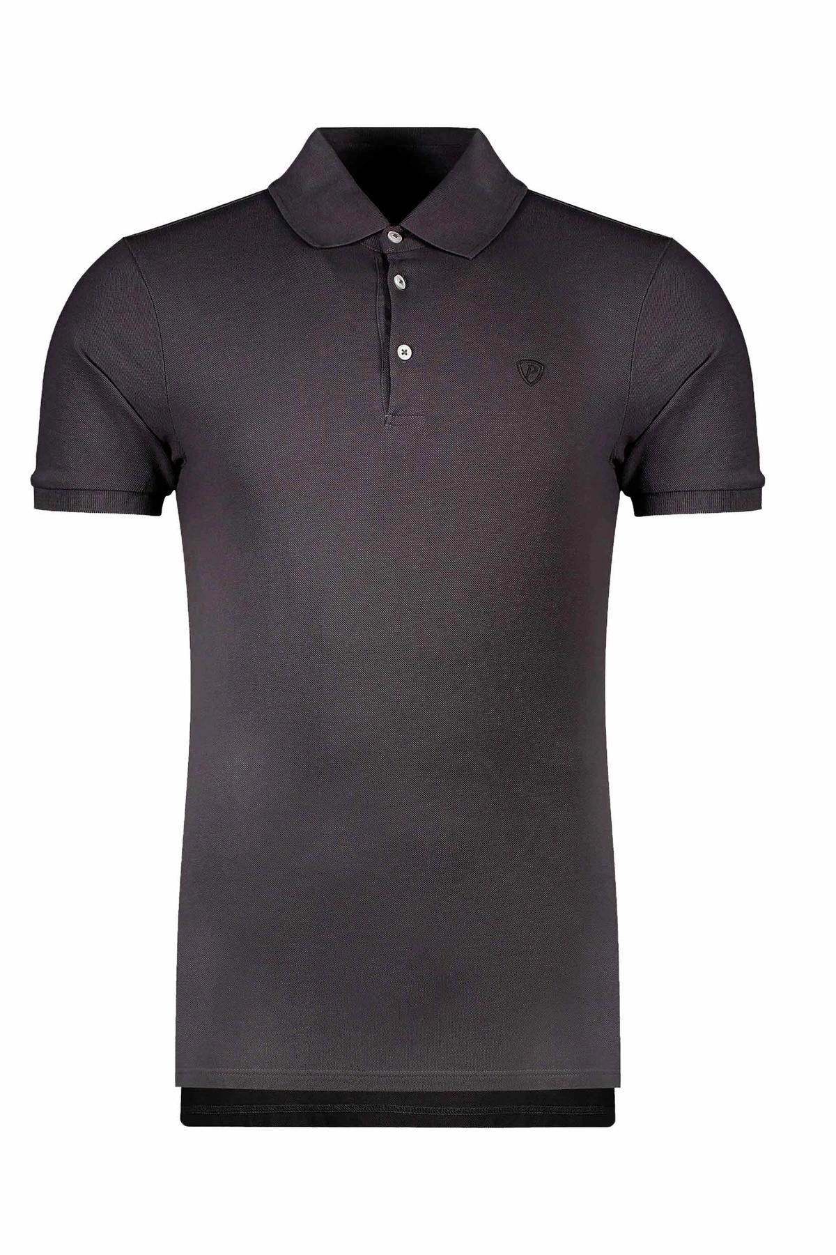 خرید پولوشرت استین کوتاه مردانه رنگ طوسی تیره پاتن جامه.قیمت پولوشرت استین کوتاه مردانه پاتن جامه 