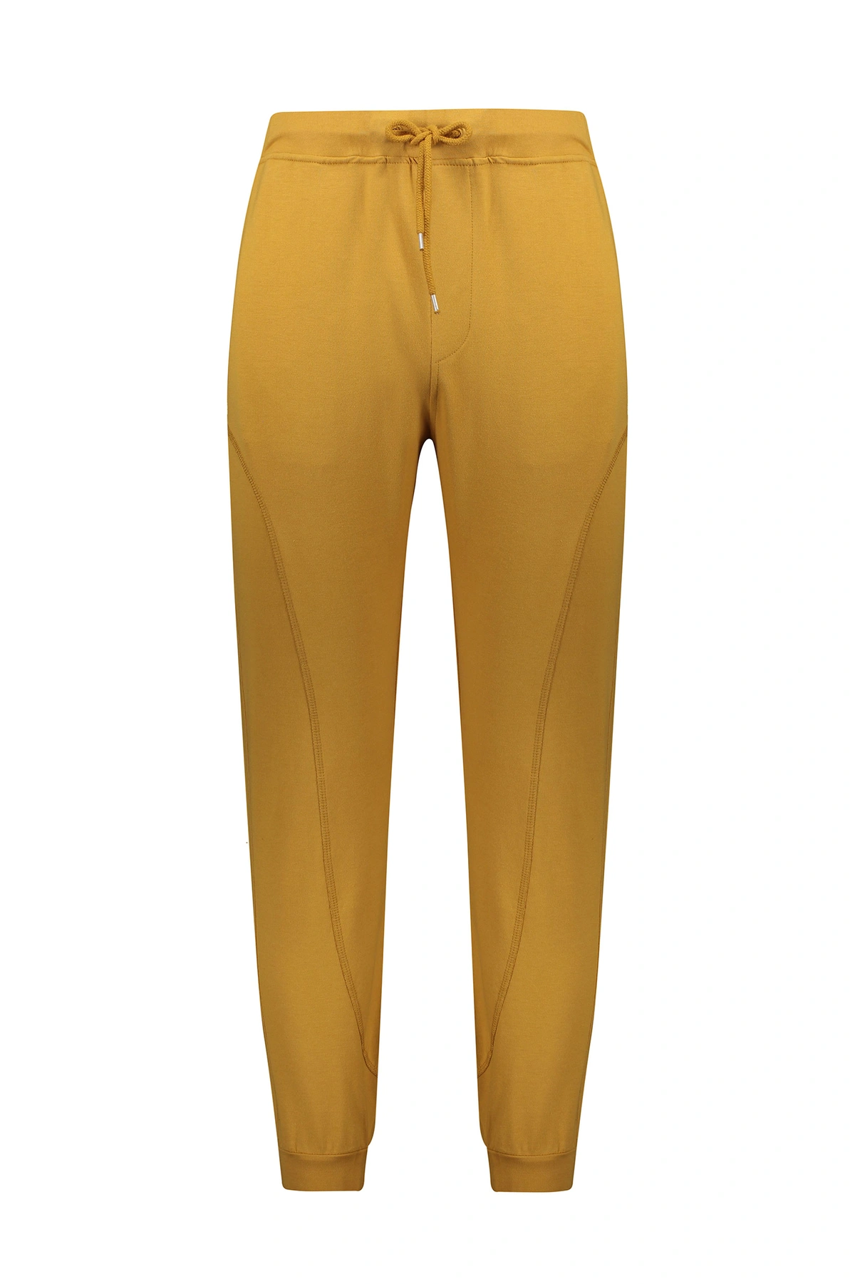 شلوار مدل اسلش مردانه پاتن جامه رنگ خردلی. شلوار کمرکشدار و دمپا کشی خردلی