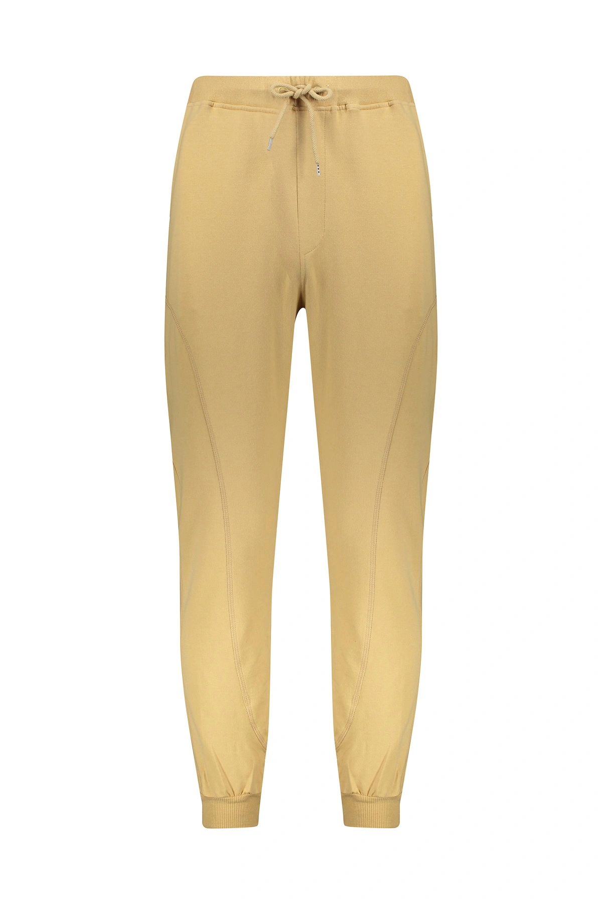 شلوار مدل اسلش مردانه پاتن جامه رنگ سبز تیره. شلوار کمرکشدار و دمپا کشی سبز