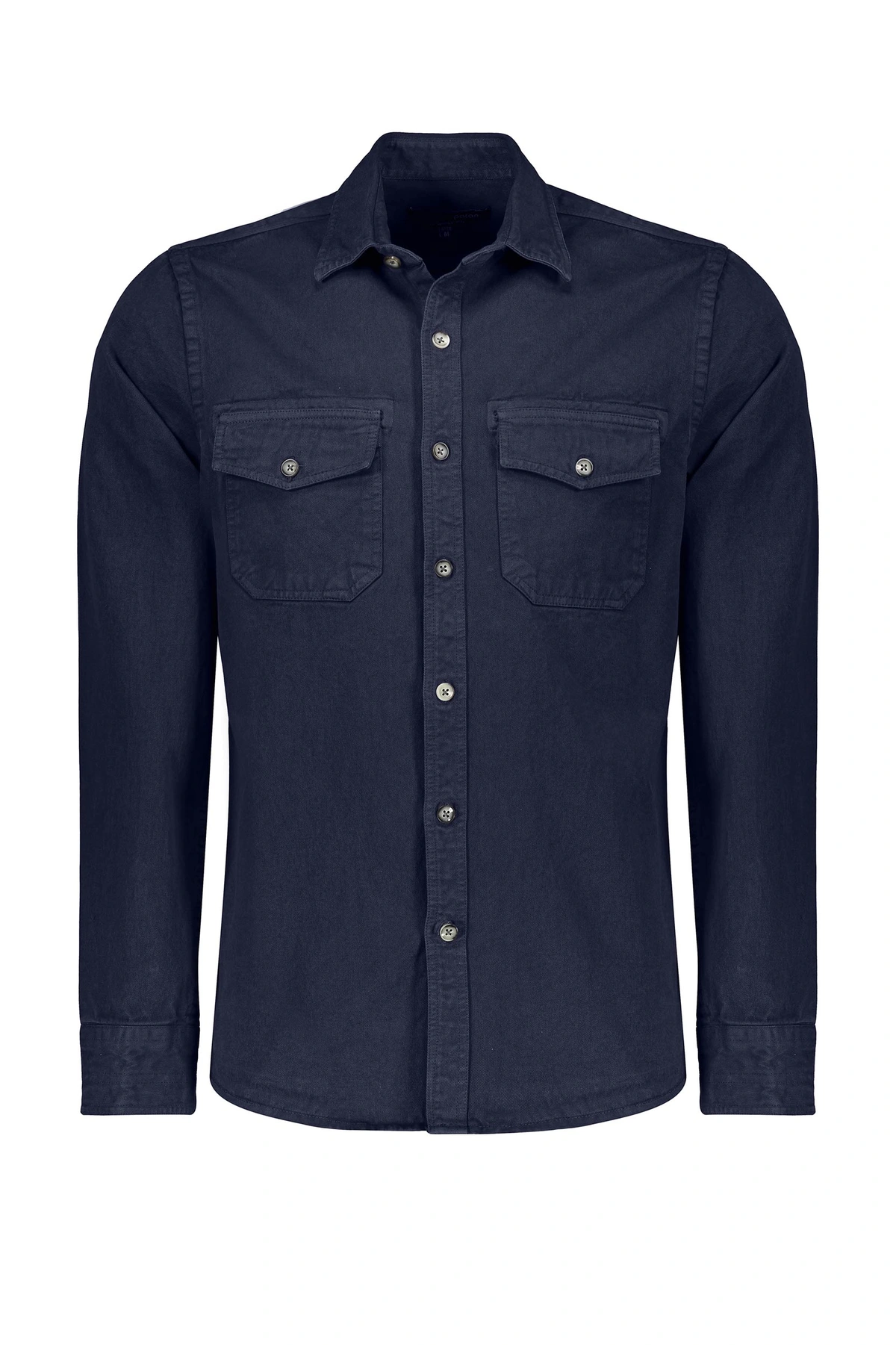 پیراهن آستین بلند مردانه کتان رنگ سرمه ای از برند پاتن جامه خرید آنلاین. 