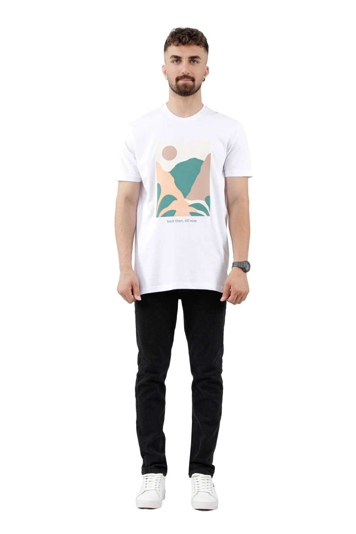 تیشرت آستین کوتاه چاپدار رنگ سفید از فروشگاه آنلاین پاتن جامه. 