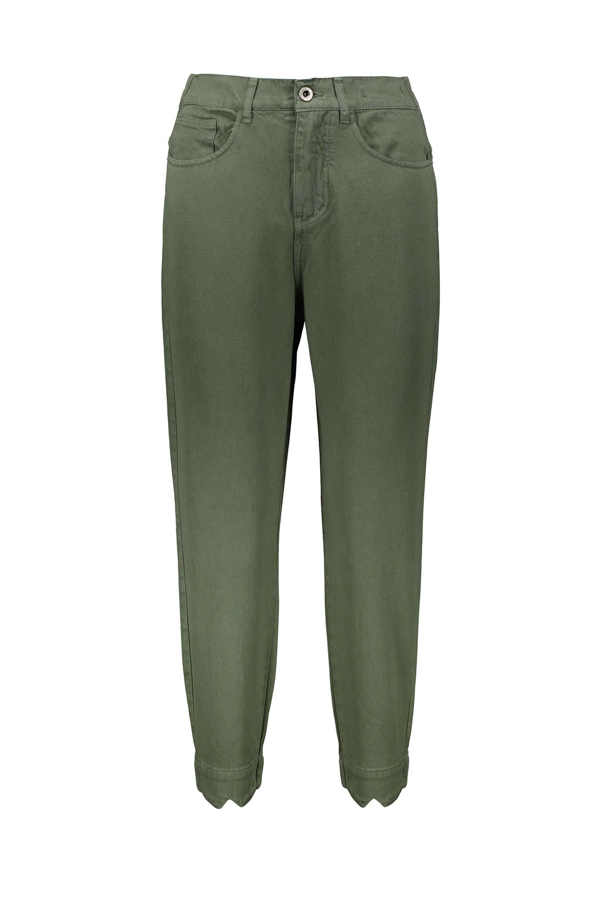 خرید شلوار کتان مام استایل زنانه زنگ سبز. شلوار کتان زنانه با فاق بلند استایل مام. 