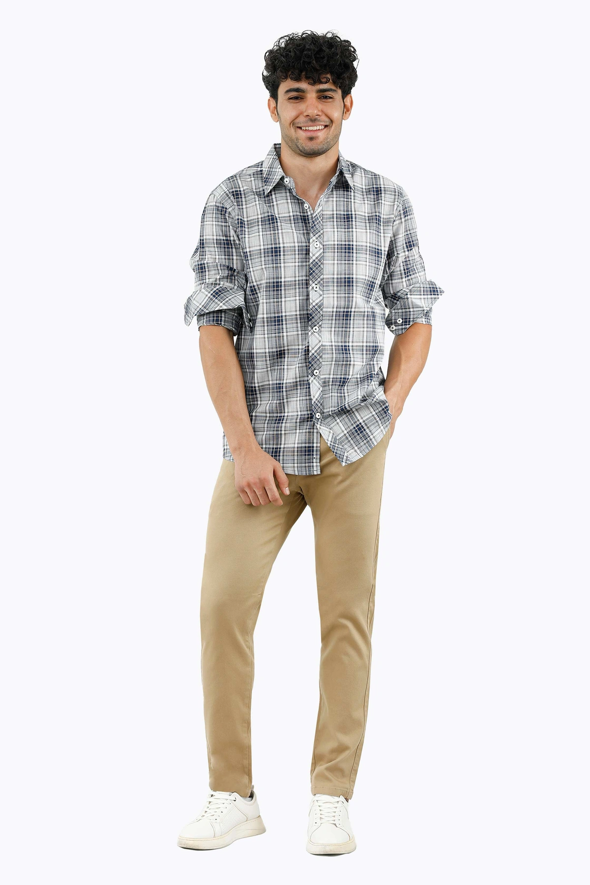 پیراهن آستین بلند مردانه یقه برگردان مردانه طرح چهارخانه از برند پاتن جامه خرید آسان با ارسال رایگان