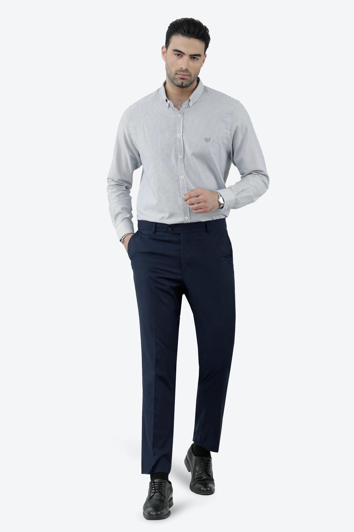 پیراهن آستین بلند رگولار مردانه طرح راه راه ، پیراهن برند پاتن جامه ارسال رایگان. 