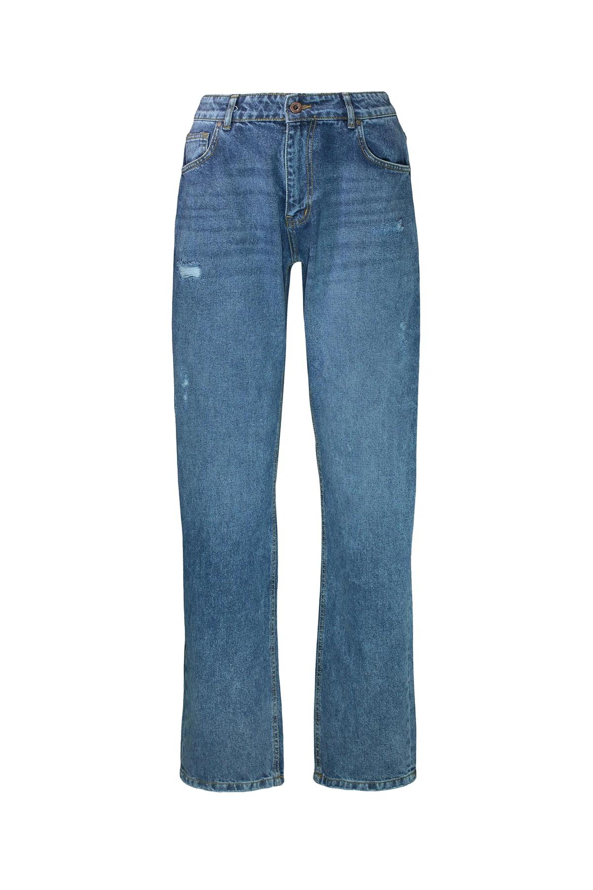 شلوار جین بگ مردانه از برند پاتن جامه ، شلوار جین زاپدار استایل بگ فاق متوسط دمپا گشاد.