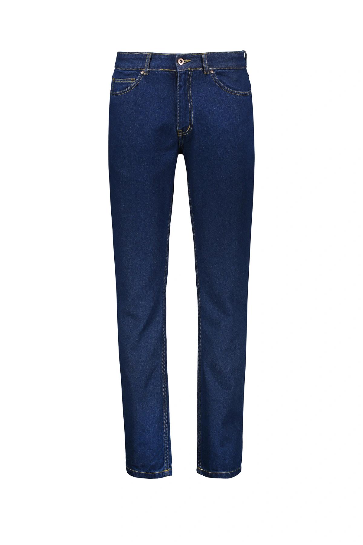 خرید آنلاین شلوار جین راسته مردانه با ارسال رایگان ، شلوار جین آبی تیره فاق متوسط مدل 718 پاتن. 