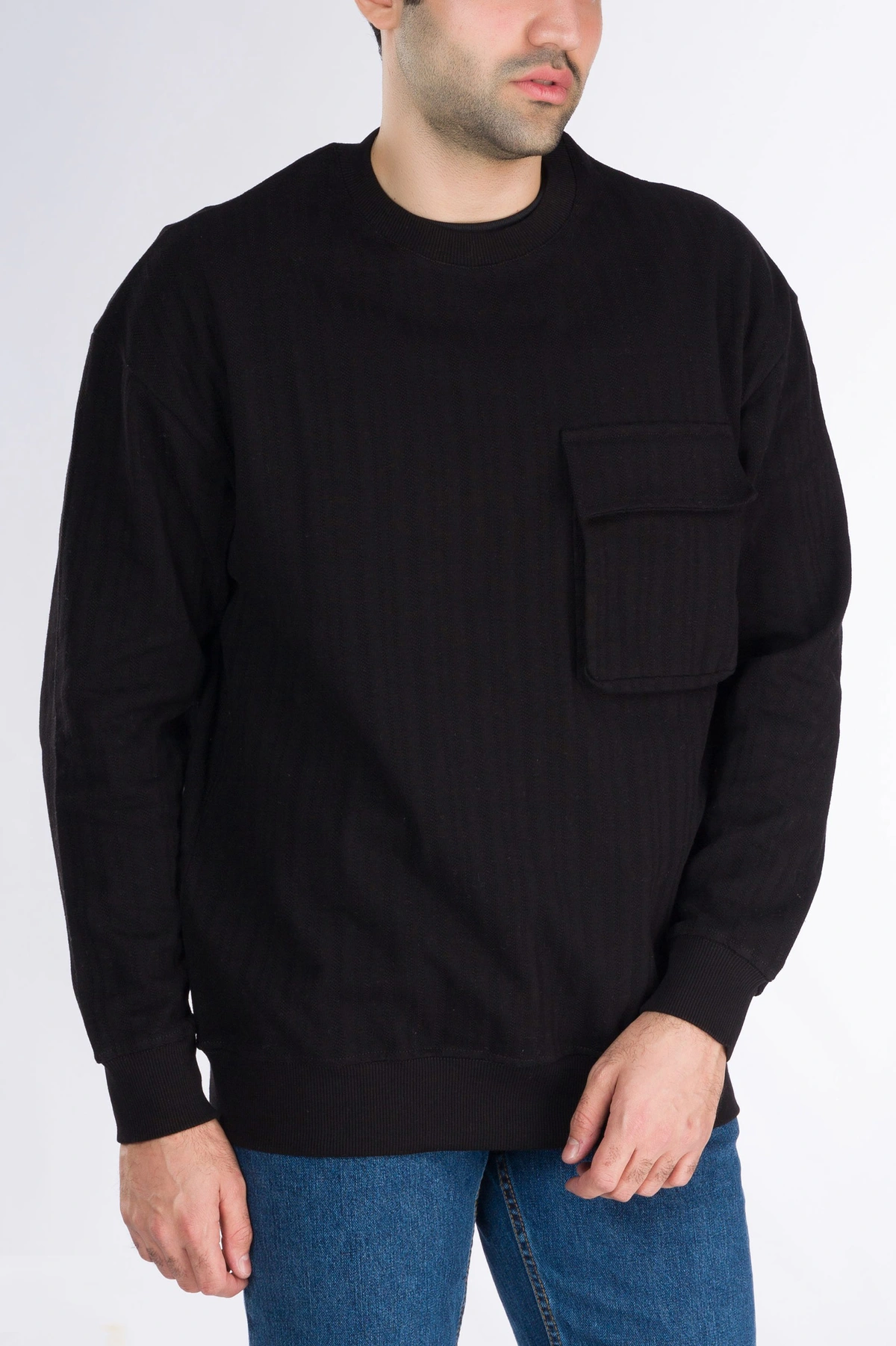 تیشرت ژاکارد آستین بلند مردانه ، تی شرت یقه گرد آستین دار پاییزه زمستان گرم.