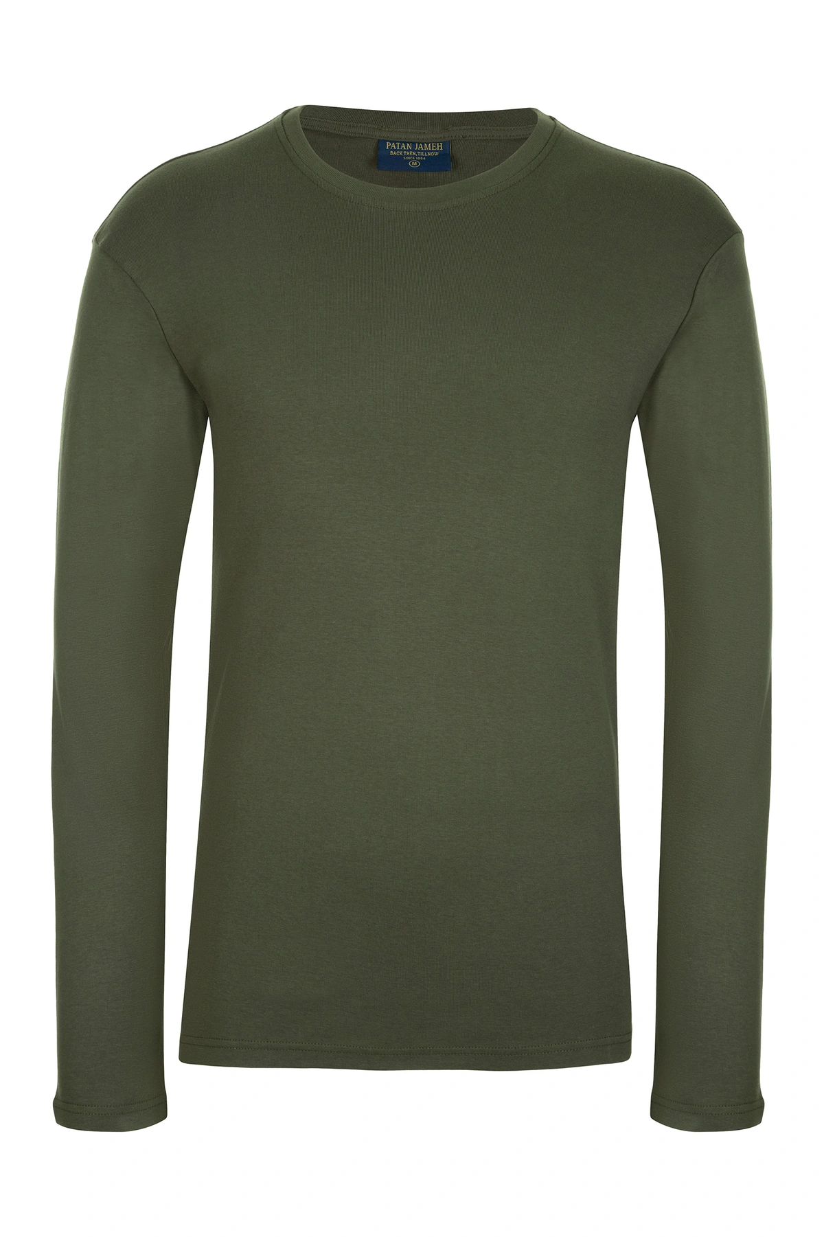 تیشرت آستین بلند مردانه یقه گرد رنگ سبز تیره استایل معمولی ، تیشرت ضخیم پاییزه زمستانه