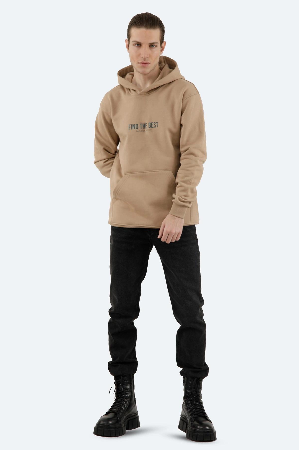 هودی جلو بسته کلاه دار رنگ کرم ، دارای چاپ روی قسمت جلو و پشت خرید آنلاین با ارسال رایگان. 