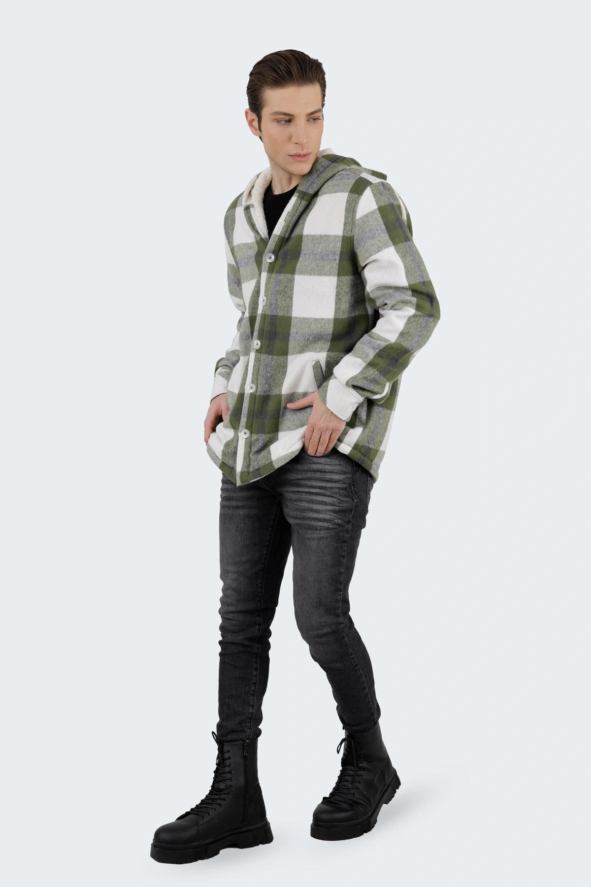 کاپشن کلاهدار پشمی مردانه طرح چهارخانه ، مدل آزاد ارسال رایگان و سریع.