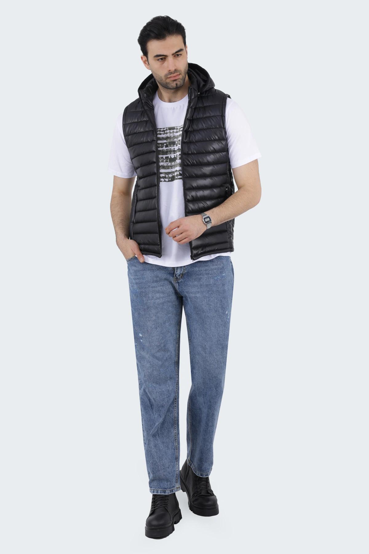 خرید پافر مردانه نیمه براق رنگ مشکی براق ،  ژیله و جلیقه پاییزه مردانه ارسال رایگان.