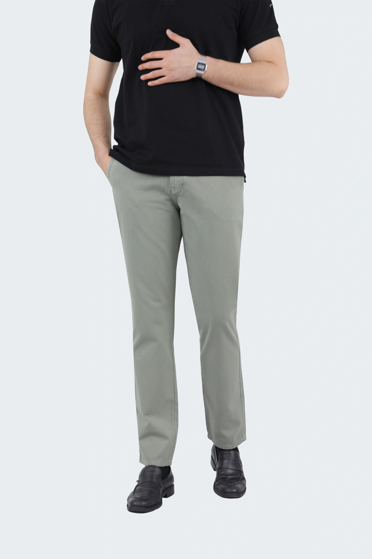 شلوار کتان مردانه کلاسیک رنگ سبز ، شلوار کتان مدل راسته ، خرید آسان ارسال رایگان. 