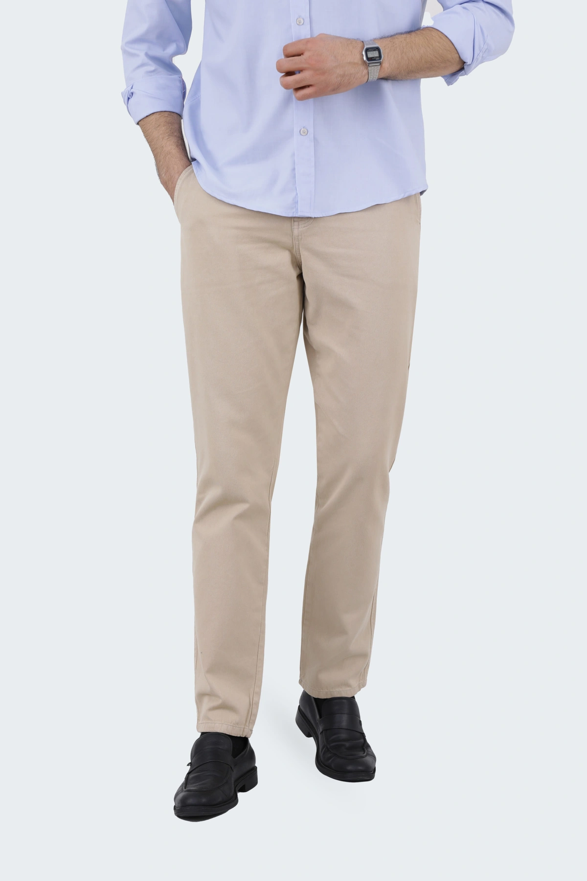 شلوار کتان مردانه کلاسیک رنگ کرم ، شلوار کتان مدل راسته ، خرید آسان ارسال رایگان. 