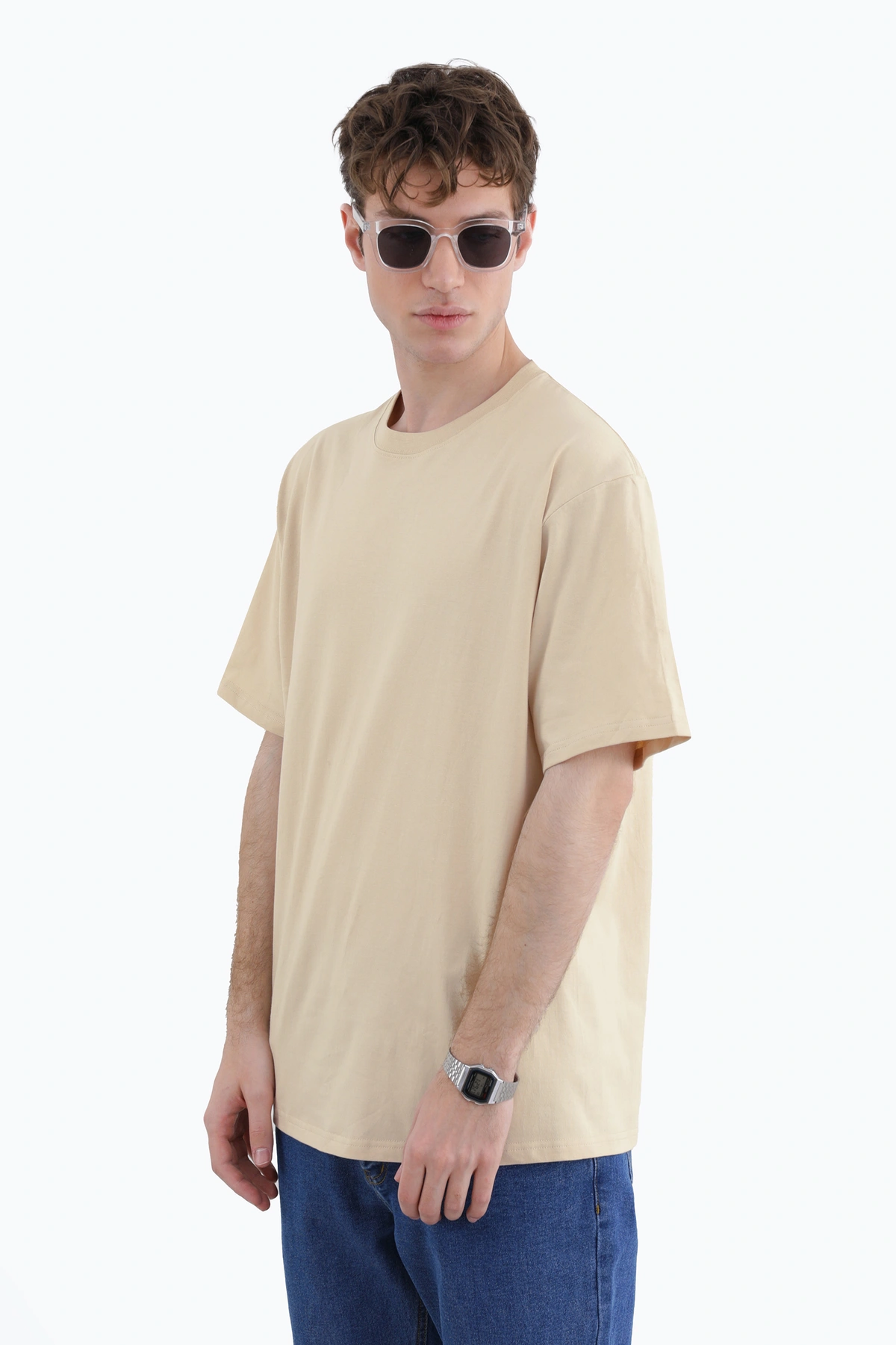 خرید تیشرت آستین کوتاه مردانه ساده کرم روشن ، تیشرت بدون درز خرید و ارسال رایگان. 