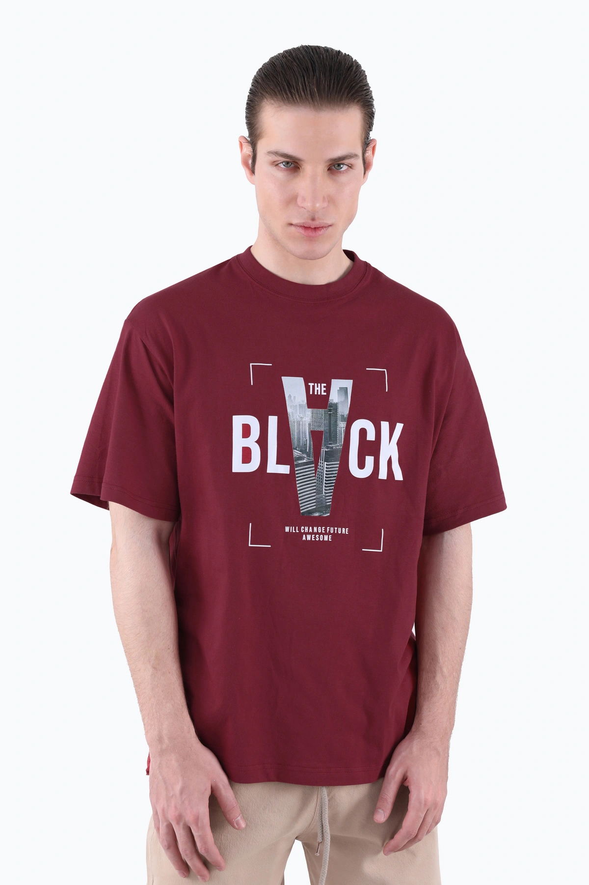 خرید تی شرت آستین کوتاه مردانه چاپدار رنگ زرشکی چاپدار ، تیشرت بدون درز خرید و ارسال رایگان. 