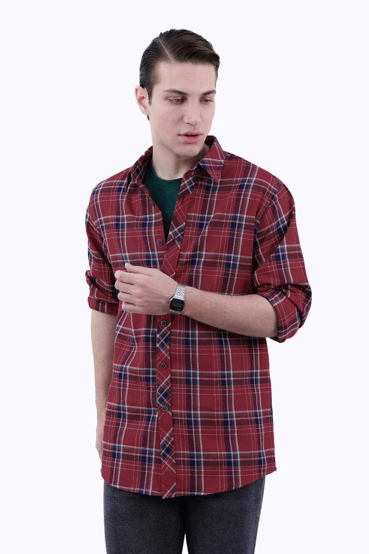 پیراهن آستین بلند مردانه طرح چهارخانه قرمز ، خرید پیراهن مردانه طرح دار ارسال سریع و رایگان. 