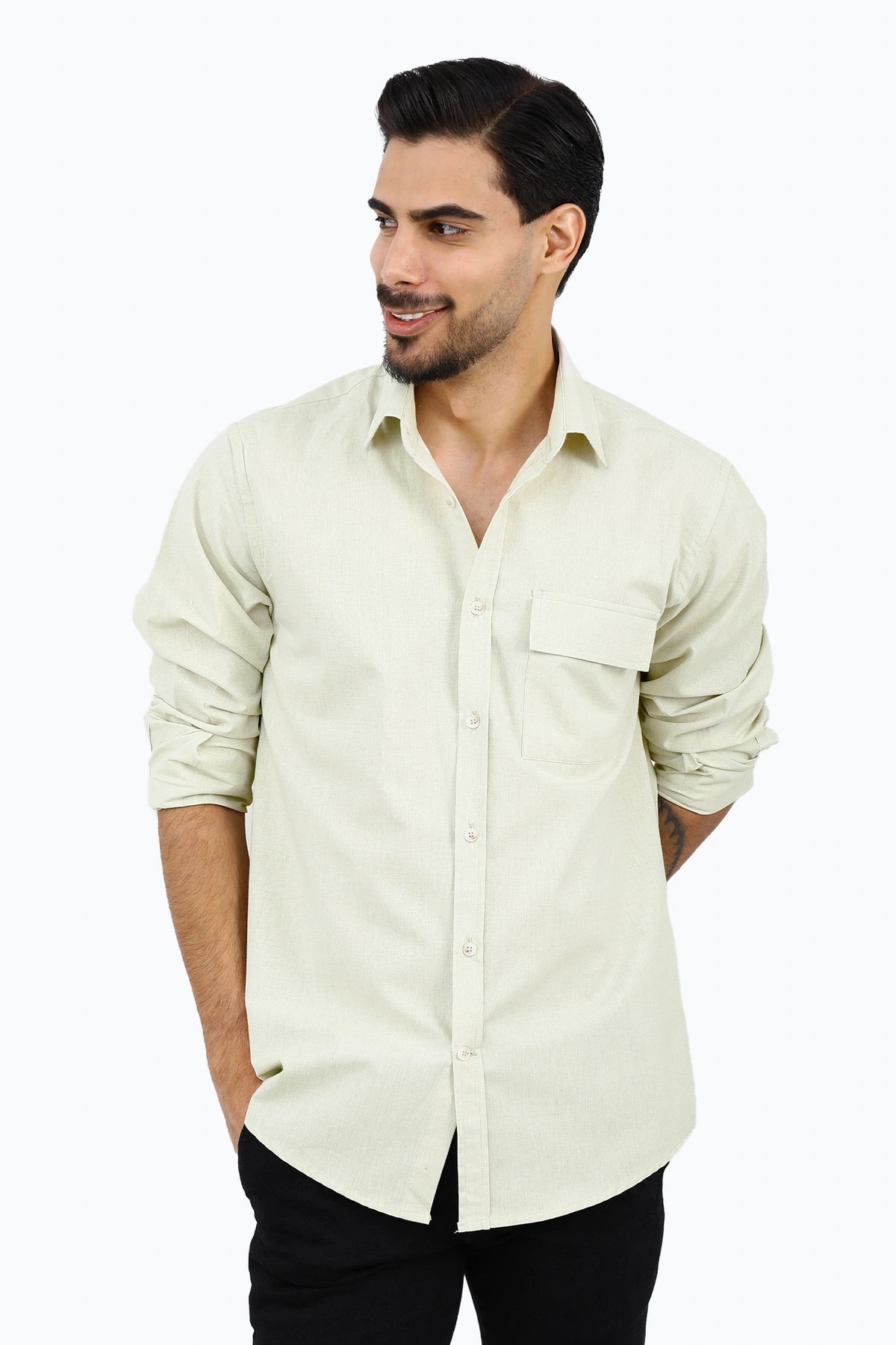 پیراهن ساده مردانه تک جیب دار و یقه برگردان ، مدل پیراهن رگولار اسپرت مردانه.