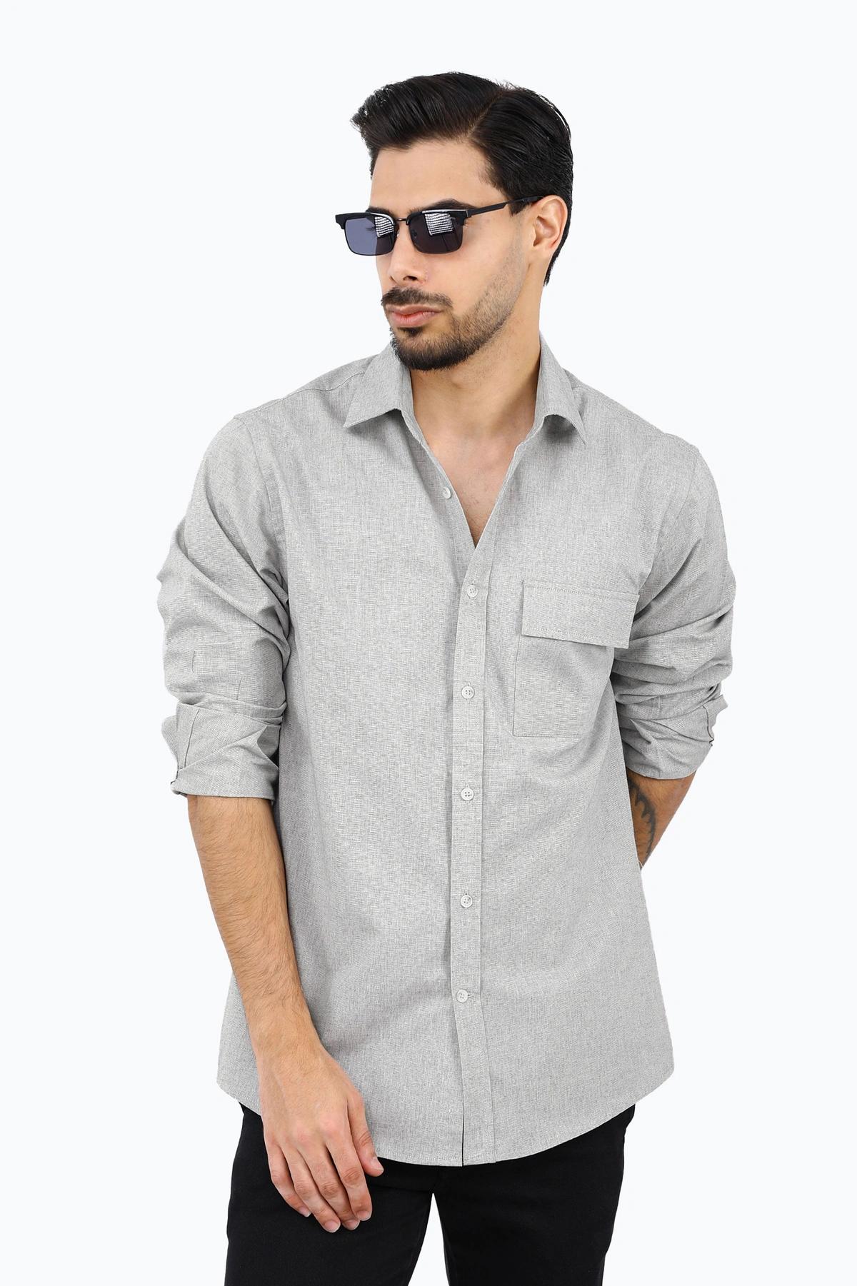 پیراهن ساده مردانه تک جیب دار و یقه برگردان ، مدل پیراهن رگولار اسپرت مردانه.
