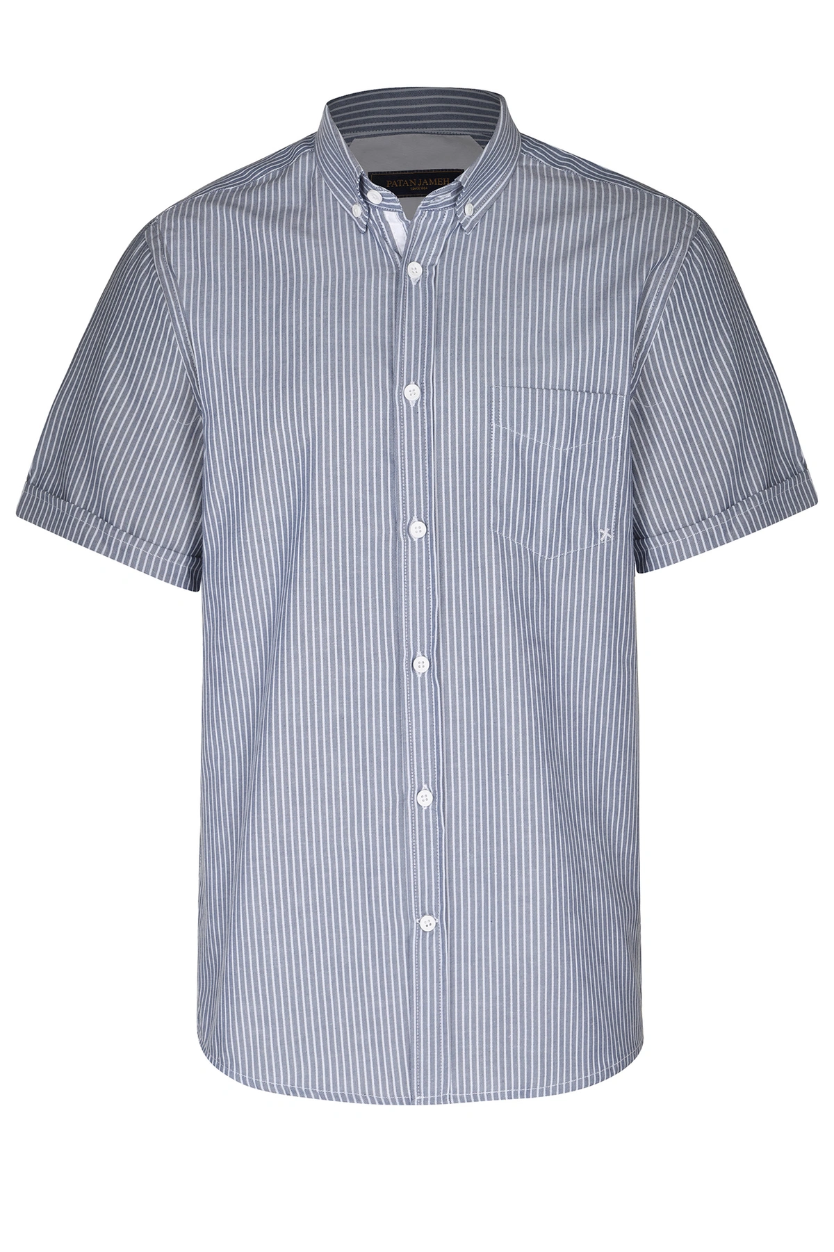  پیراهن طرح راه راه مردانه دارای تک جیب و یقه برگردان ، مدل پیراهن رگولار معمولی.