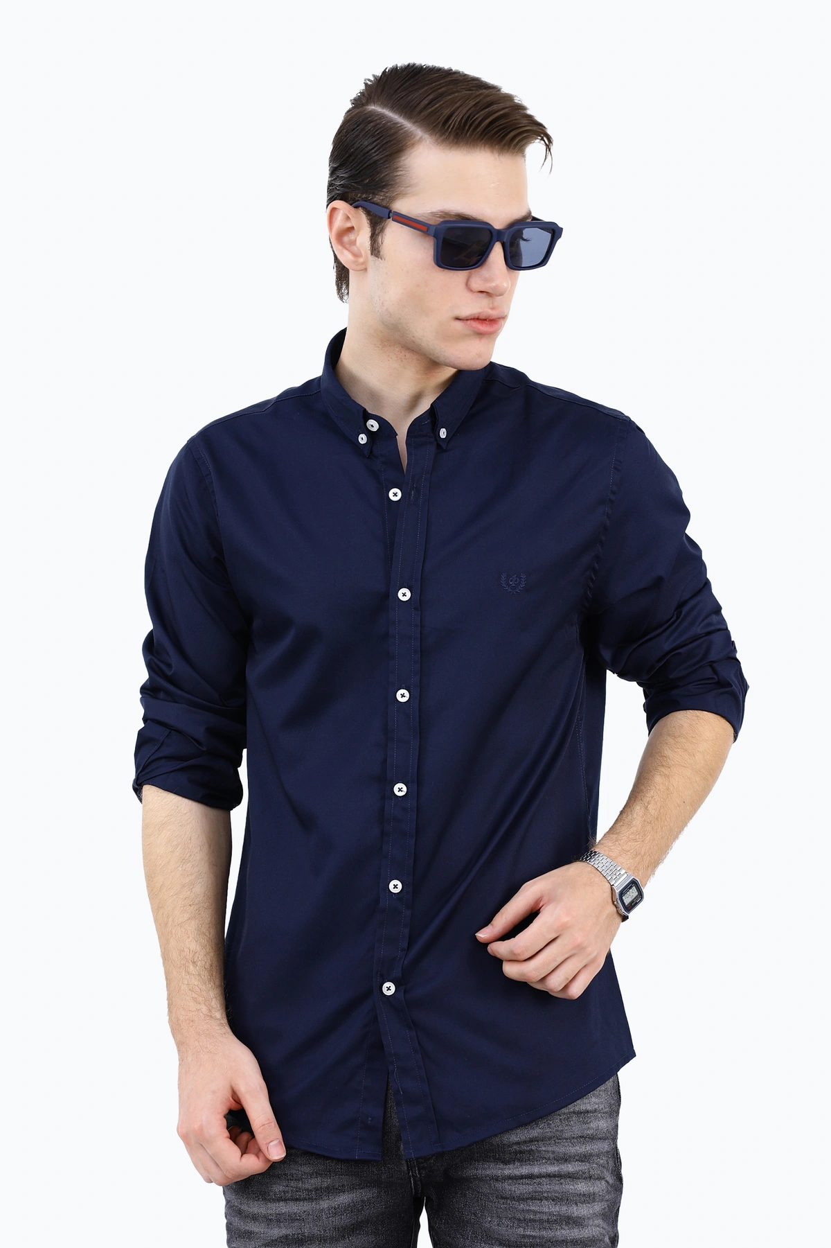 خرید پیراهن تترون مردانه آستین بلند استایل پیراهن رگولار خرید آسان و ارسال رایگان.