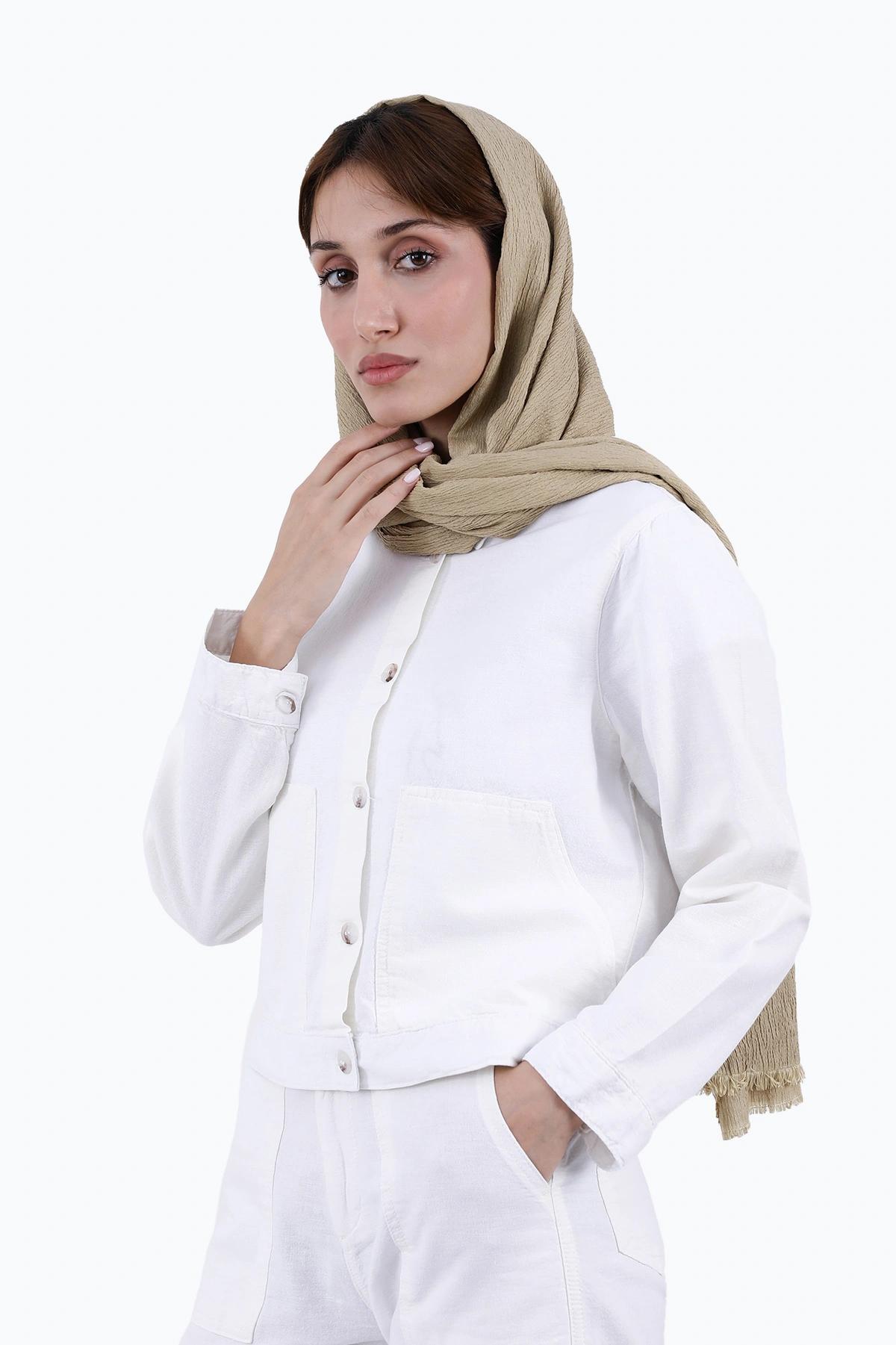 کت کوتاه زنانه ، خرید از برند پاتن جامه ، کت کتان زنانه کوتاه آستین سه ربع رنگ سفید - شیری.