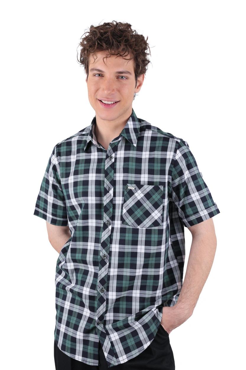 پیراهن آستین کوتاه کلاسیک مردانه طرح چهارخانه