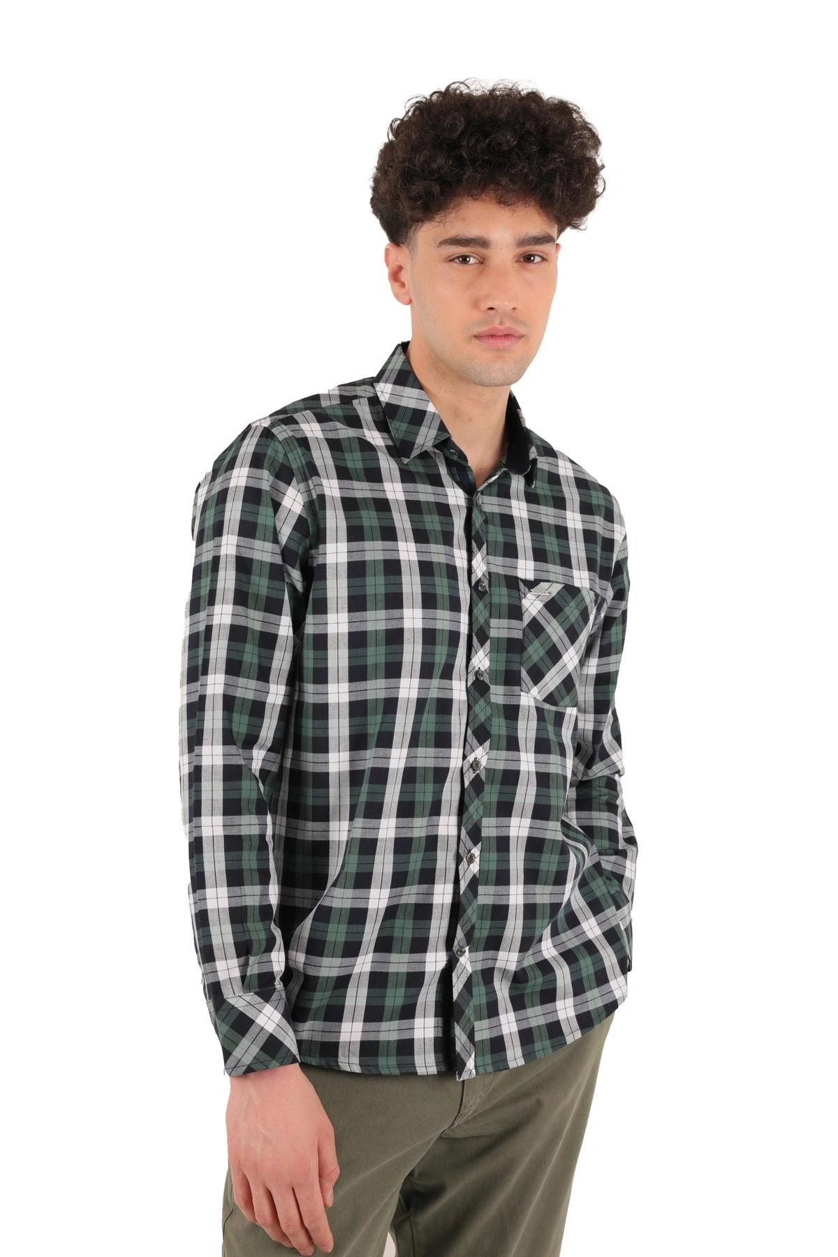 پیراهن آستین بلند مردانه چهارخانه
