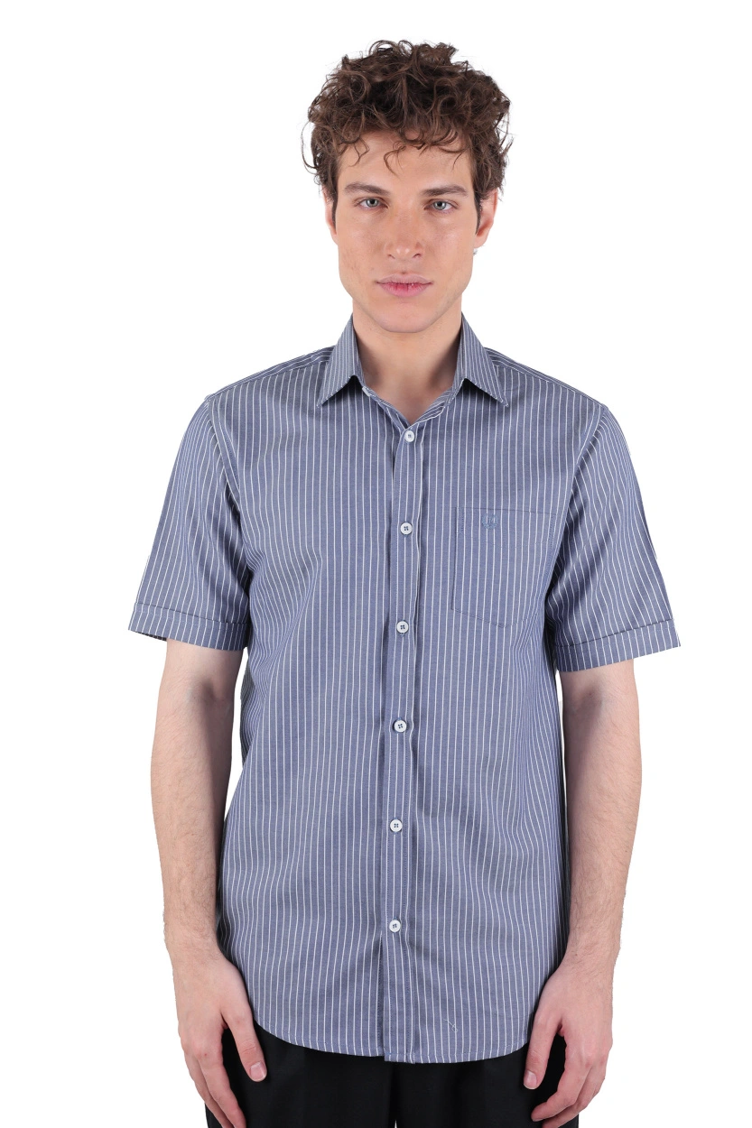 پیراهن آستین کوتاه کلاسیک مردانه طرح راه راه