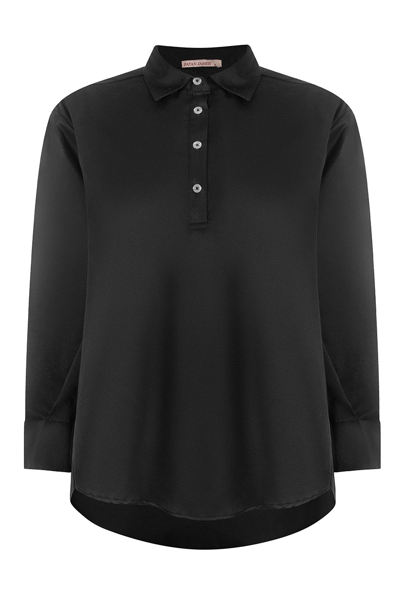 شومیز یقه برگردان آستین بلند زنانه رنگ مشکی