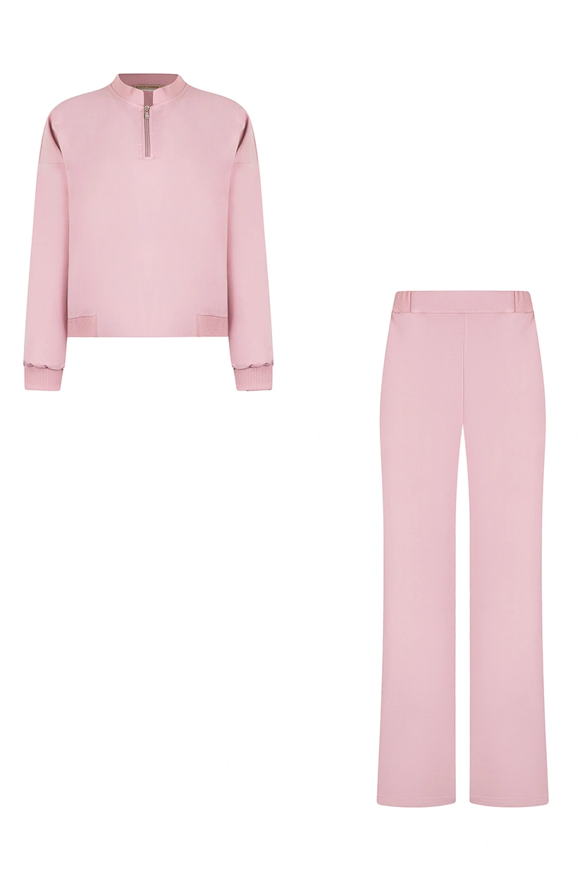 ست سوئیشرت کراپ و شلوار بگی زنانه رنگ صورتی