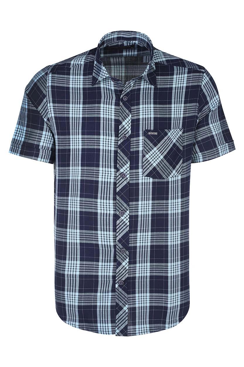 پیراهن آستین کوتاه کلاسیک مردانه طرح چهارخانه