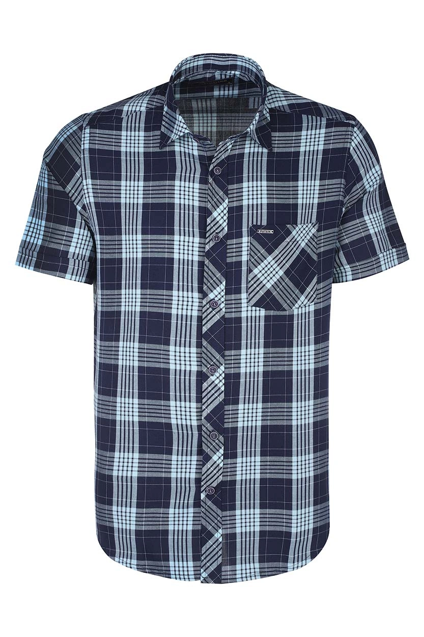 پیراهن آستین کوتاه کلاسیک مردانه طرح چهارخانه