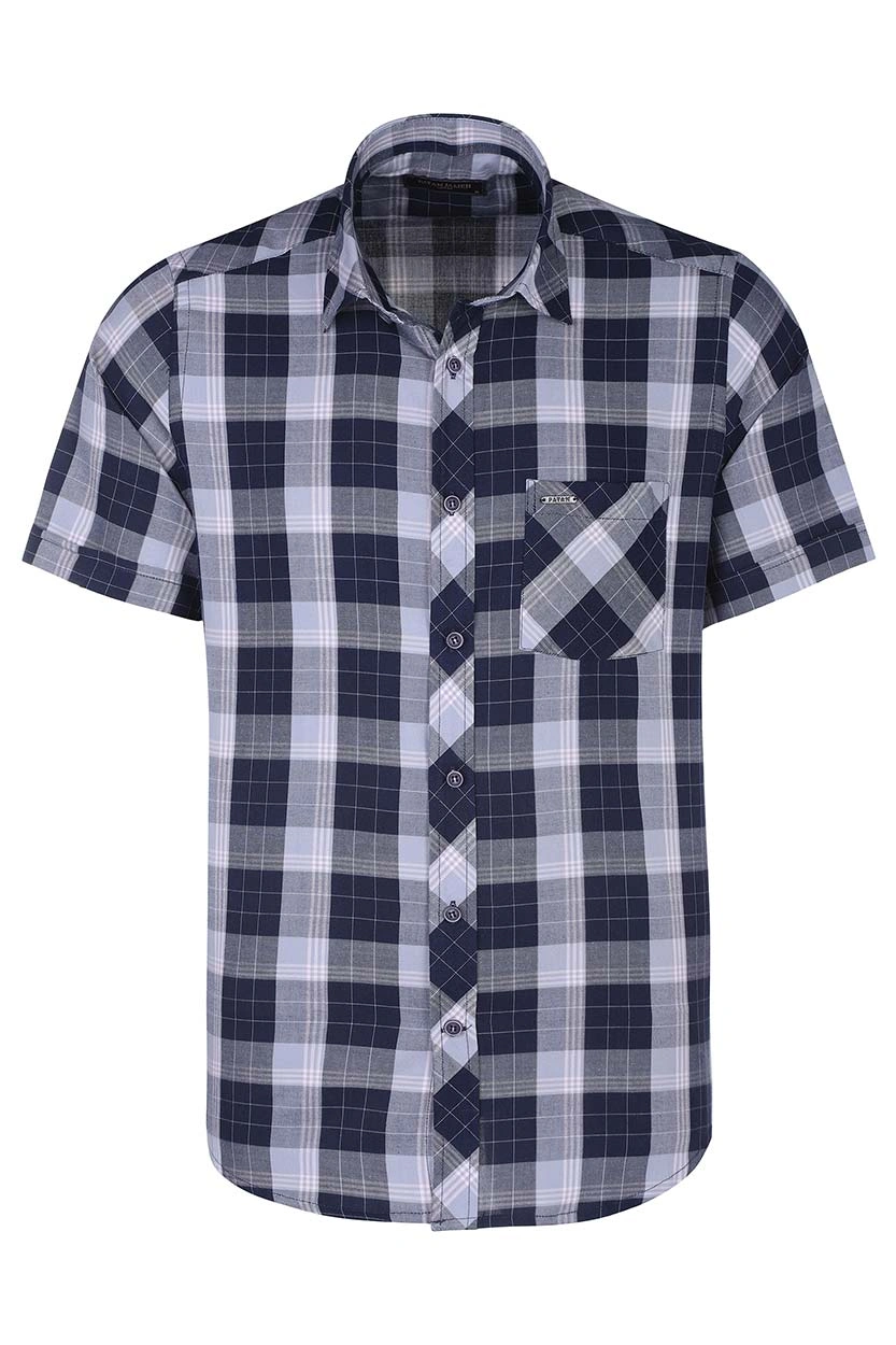 پیراهن آستین کوتاه کلاسیک مردانه طرح چهارخانه