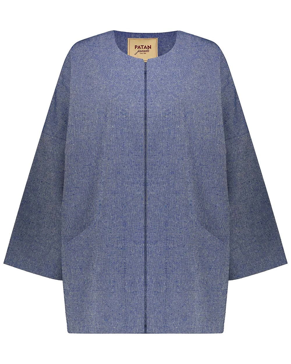 مانتو کتی یقه گرد زنانه رنگ آبی