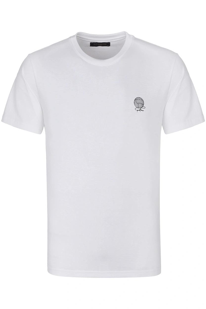 تیشرت آستین کوتاه یقه گرد مردانه چاپدار رنگ سفید