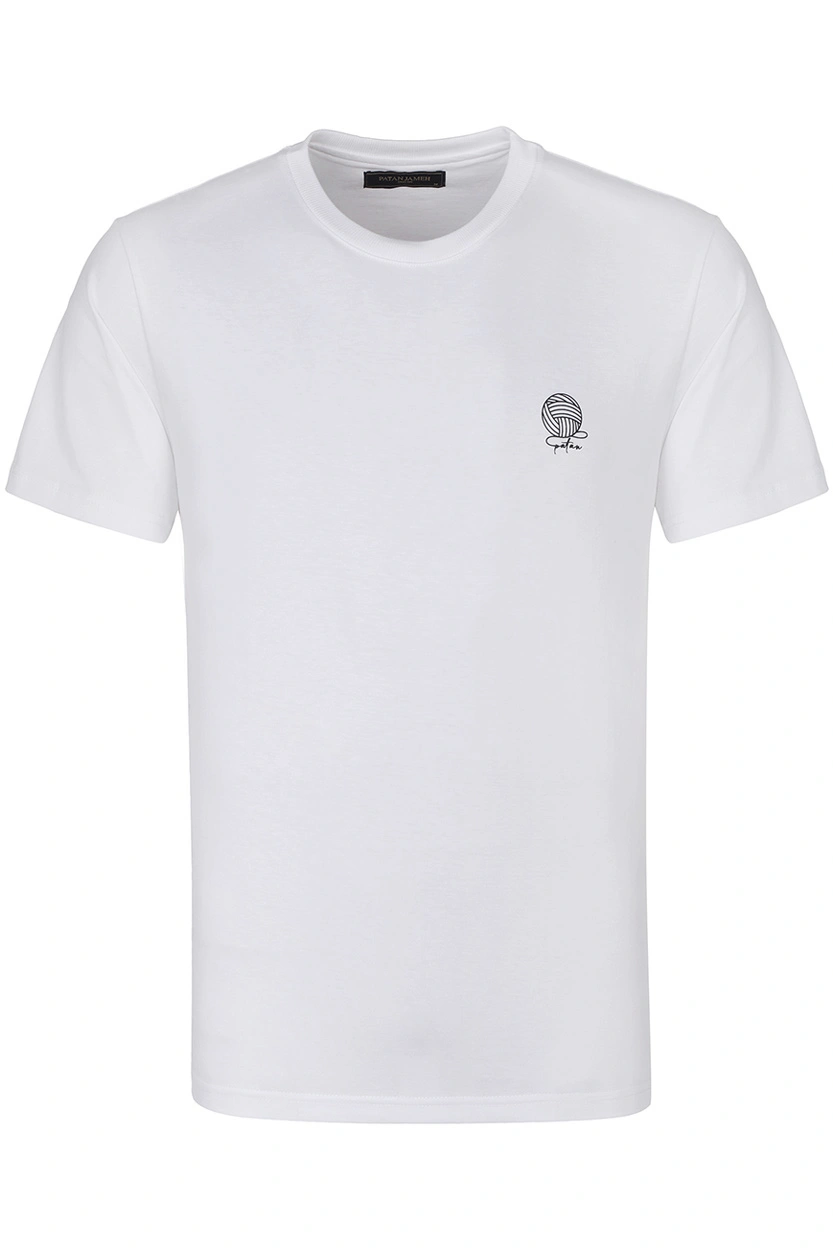 تیشرت آستین کوتاه یقه گرد مردانه چاپدار رنگ سفید