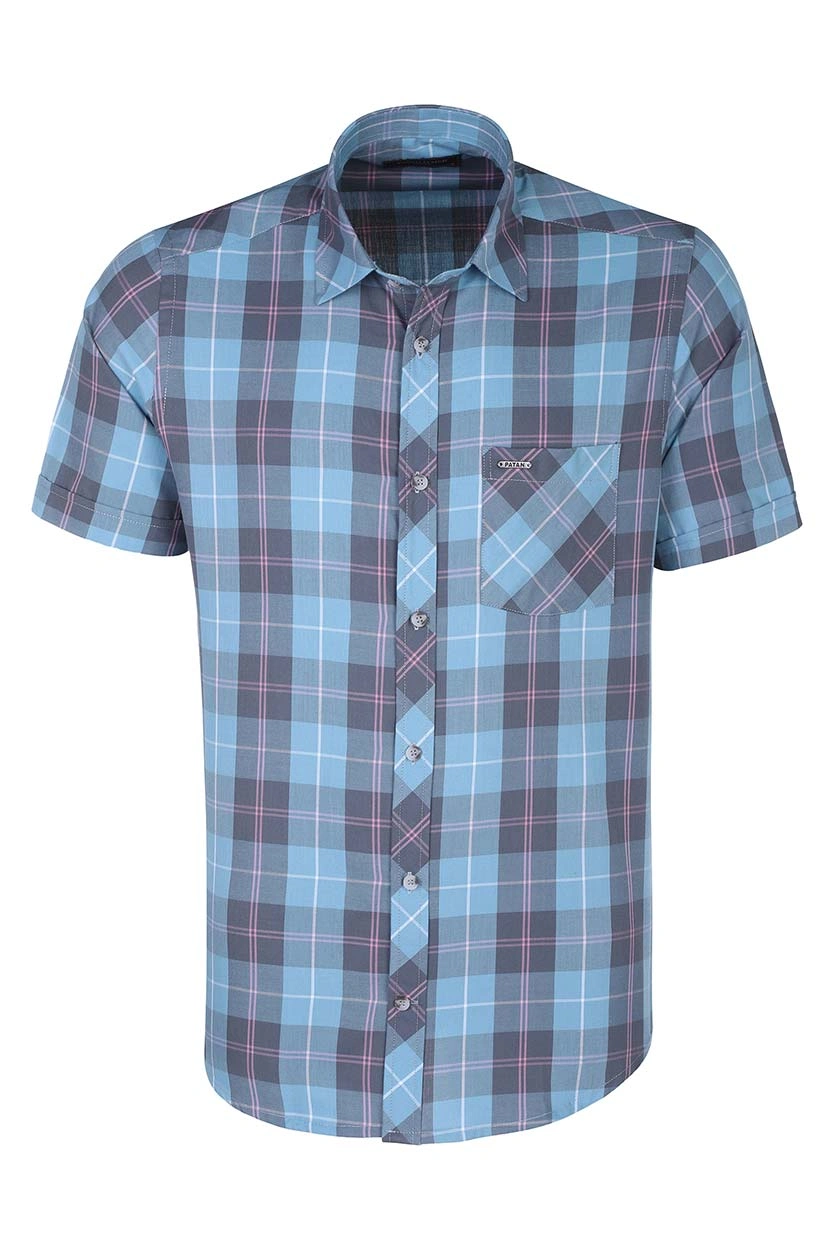 پیراهن آستین کوتاه کلاسیک مردانه طرح چهارخانه