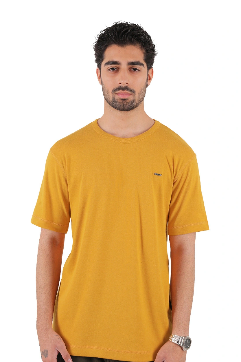 تیشرت یقه گرد آستین کوتای ساده رنگ نارنجی