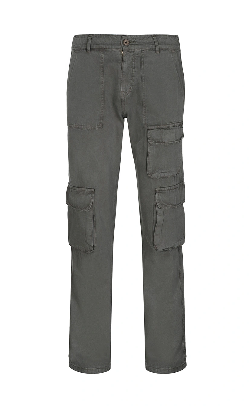 شلوار کتان 5 جیب مردانه رنگ طوسی سبز