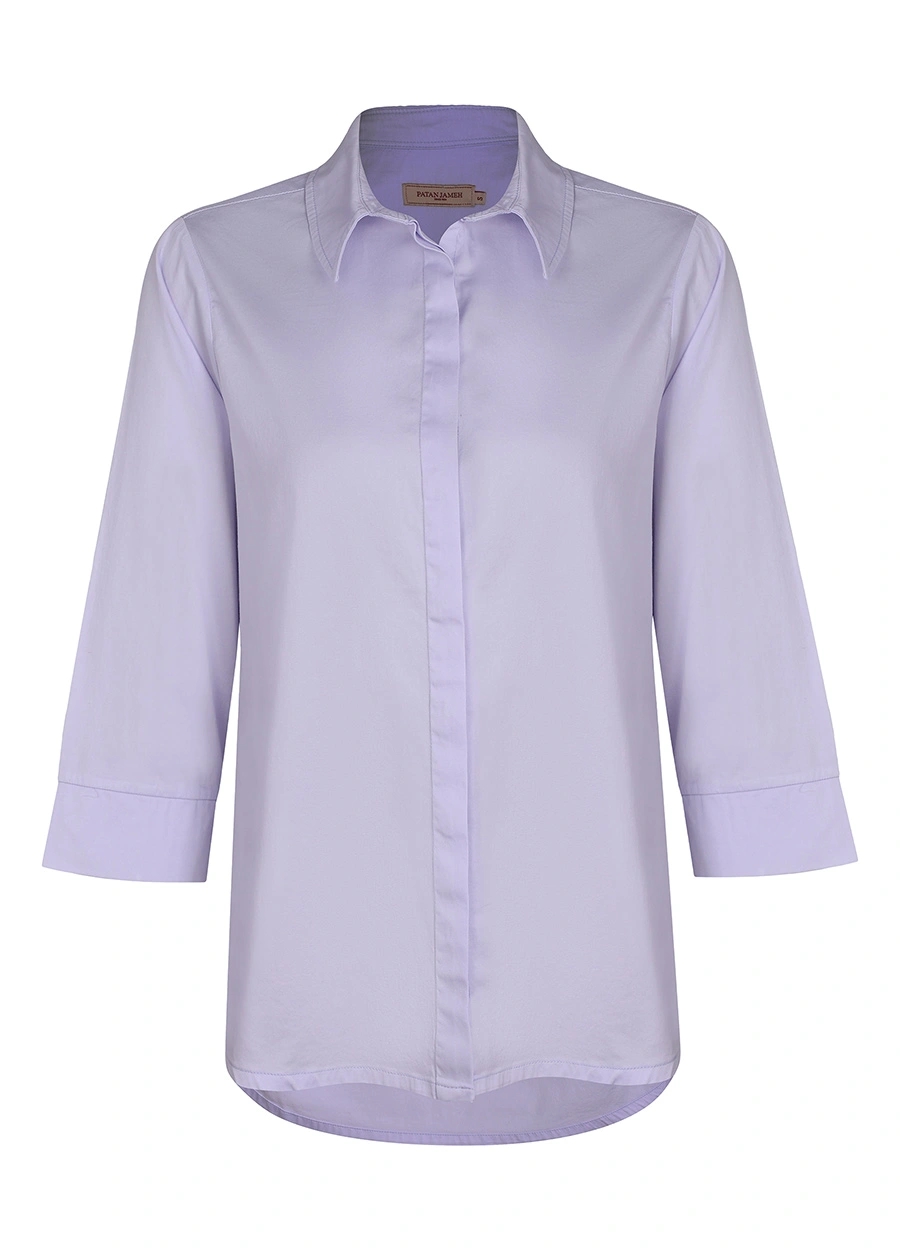 شومیز قاپک مخفی زنانه رنگ یاسی