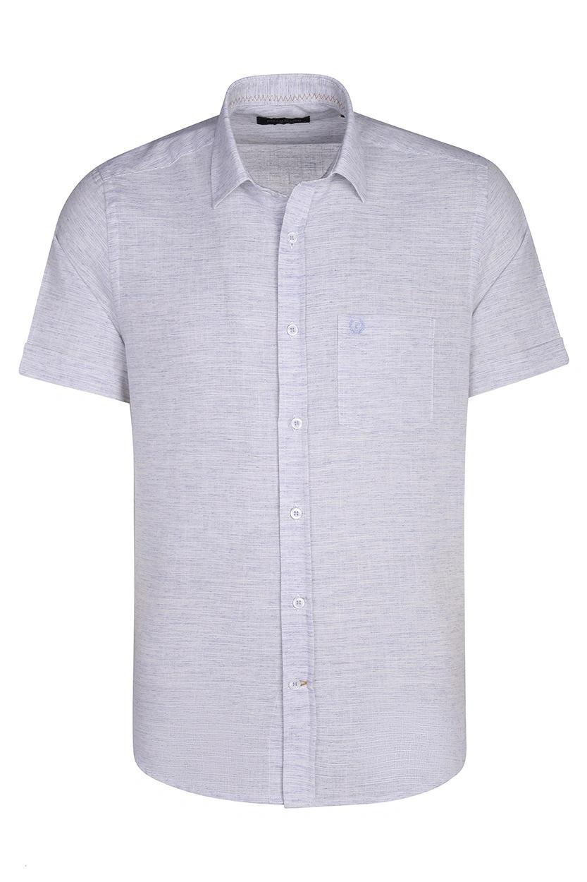 پیراهن آستین کوتاه کلاسیک مردانه آبی روشن