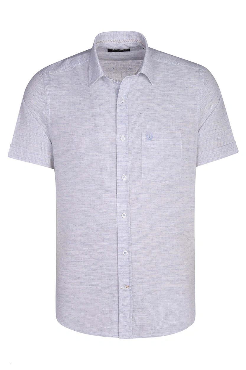 پیراهن آستین کوتاه کلاسیک مردانه آبی روشن