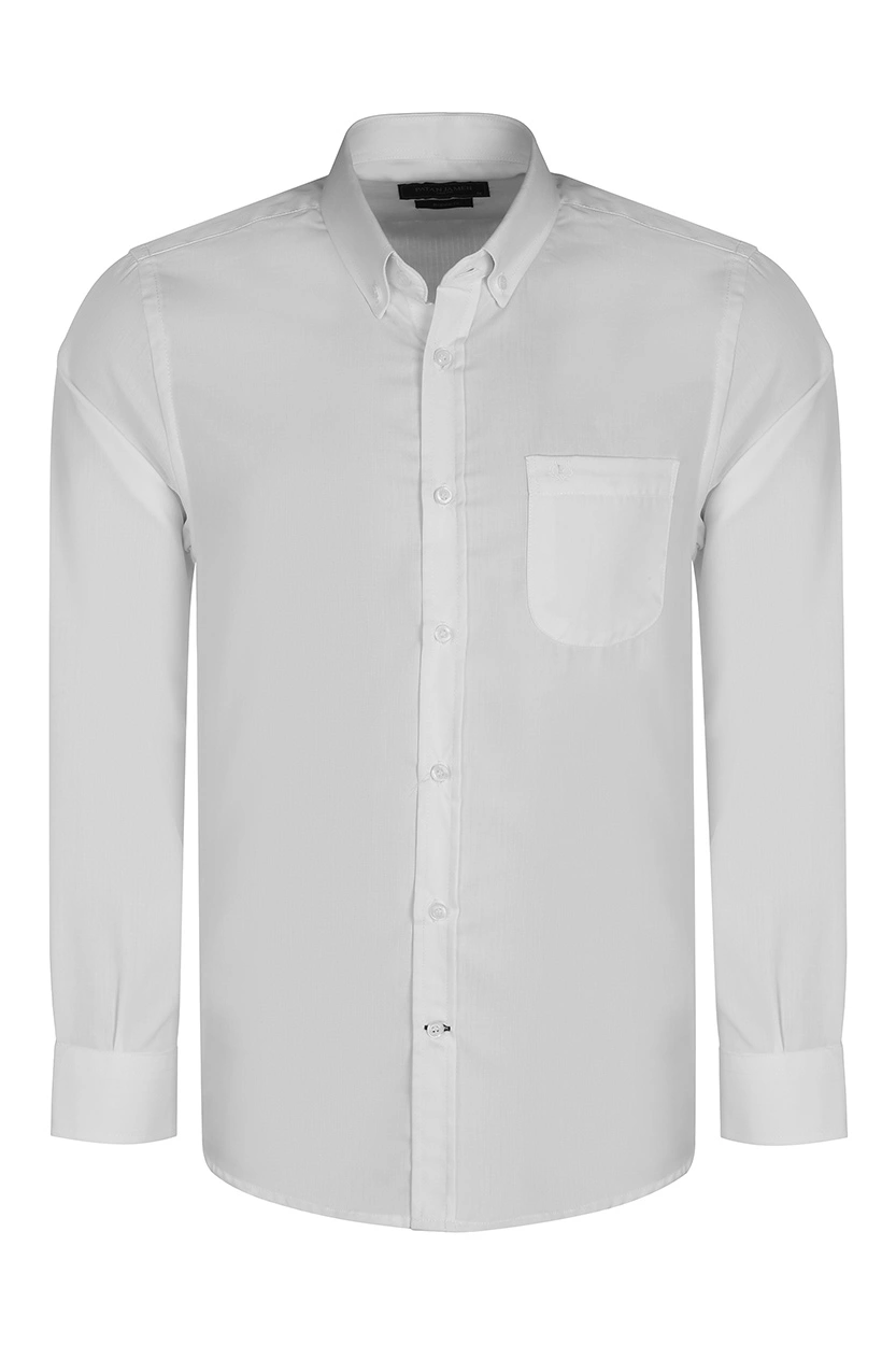 پیراهن آستین بلند مردانه ساده رنگ سفید 