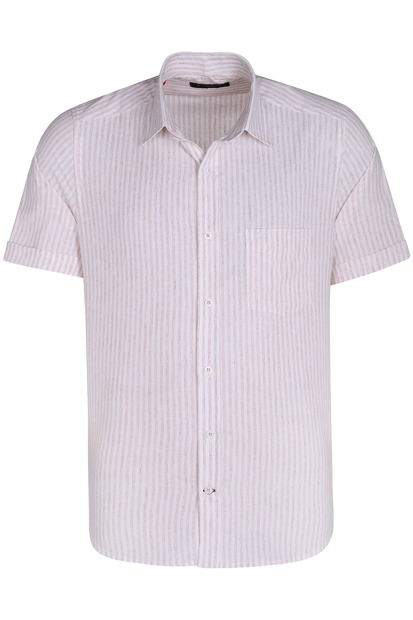 پیراهن نخی مردانه آستین کوتاه طرح راه راه