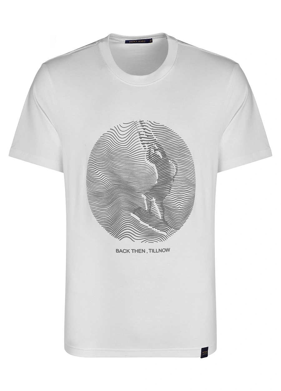 تیشرت آستین کوتاه مردانه سفید چاپدار