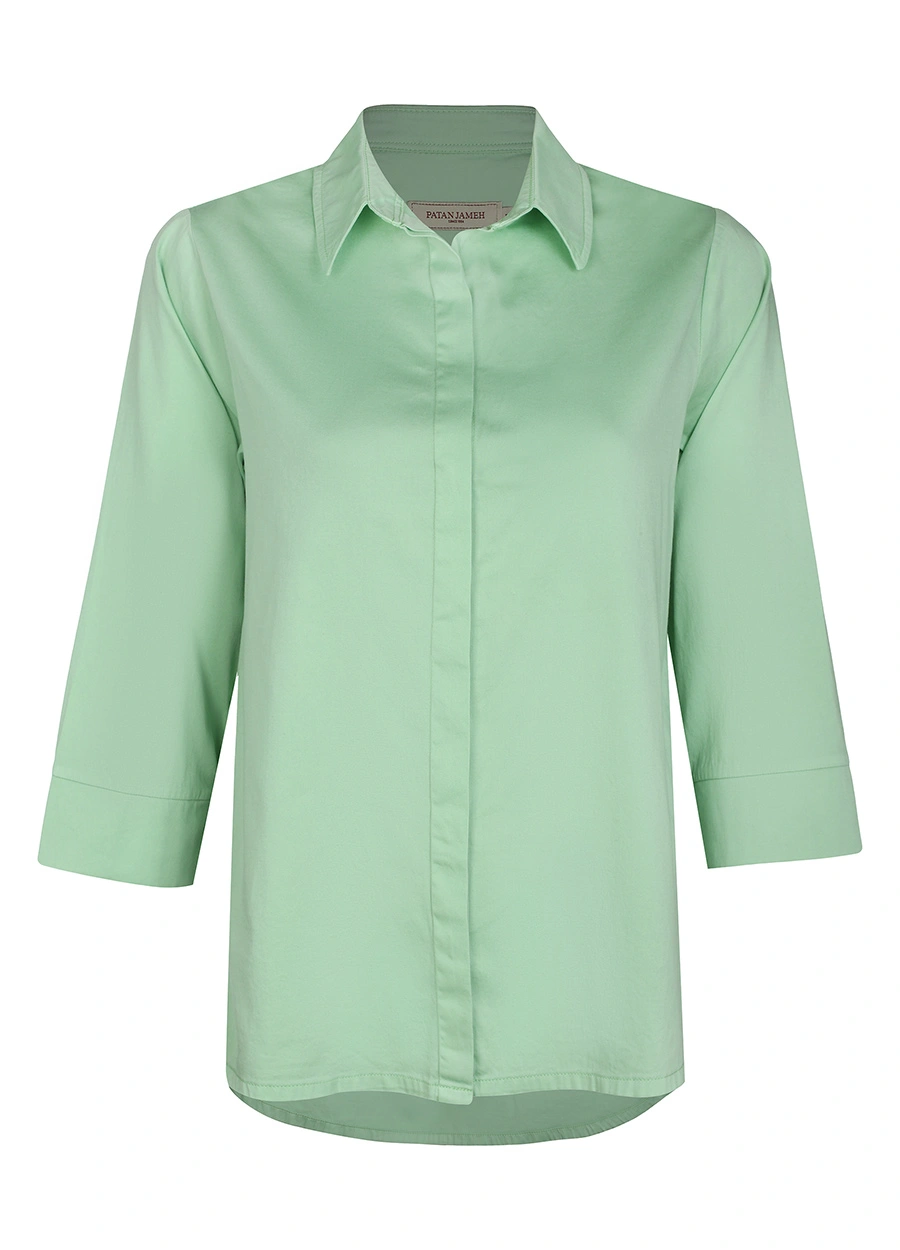 شومیز قاپک مخفی زنانه رنگ سبز