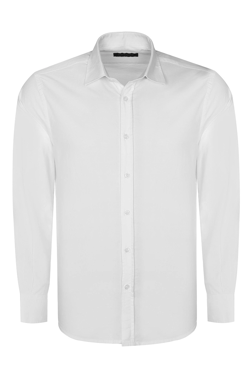 پیراهن آستین بلند مردانه ساده رنگ سفید