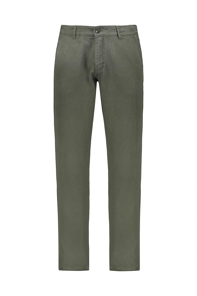 شلوار کتان مردانه پشت کمر کشدار رنگ سبز تیره