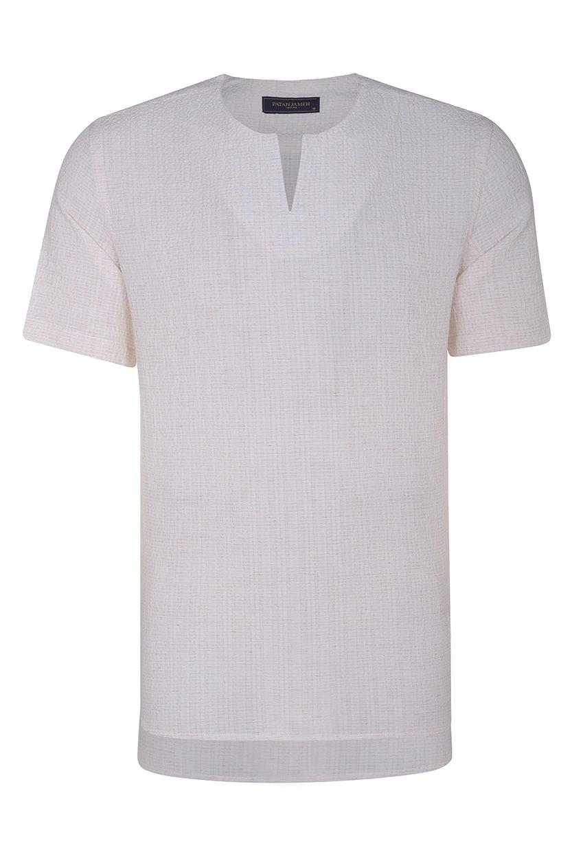 پیراهن آستین کوتاه مردانه رنگ کرم